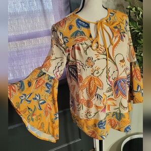 Flying Tomato Floral Top With Bell Sleeves.